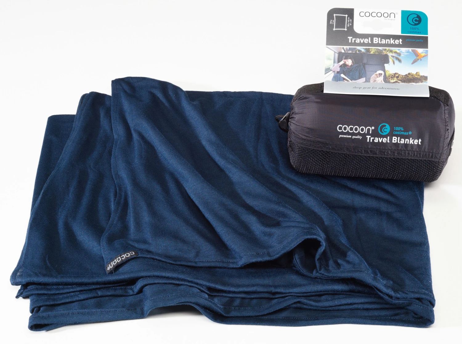 Cocoon Coolmax Reisdeken, blauw Cocoon Coolmax Reisdeken, Blauw -Kampeer Sport Winkel cocoon travel blanket coolmax navy 1