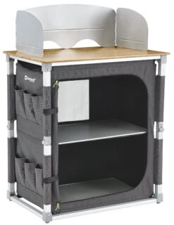 Outwell Padres Keukentafel Met Bamboe Tafelblad, Zwart/bruin