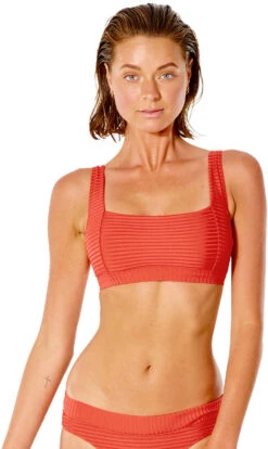 Rip Curl Premium Surf DD Crop Bikini Top Dames, Rood