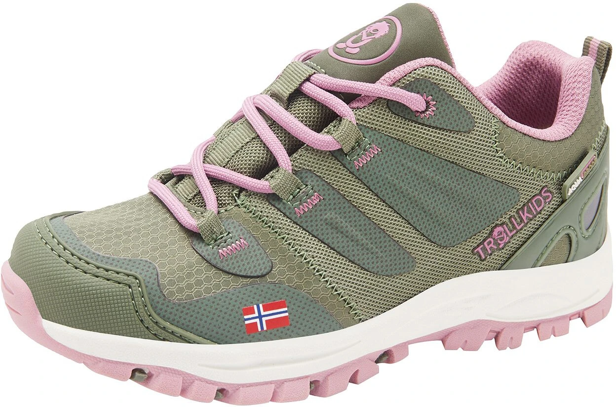 TROLLKIDS Rondane Hiker Lage schoenen Kinderen, groen/roze TROLLKIDS Rondane Hiker Lage Schoenen Kinderen, Groen/roze -Kampeer Sport Winkel trollkids rondane hiker low shoes kids dusky olive mauve 1