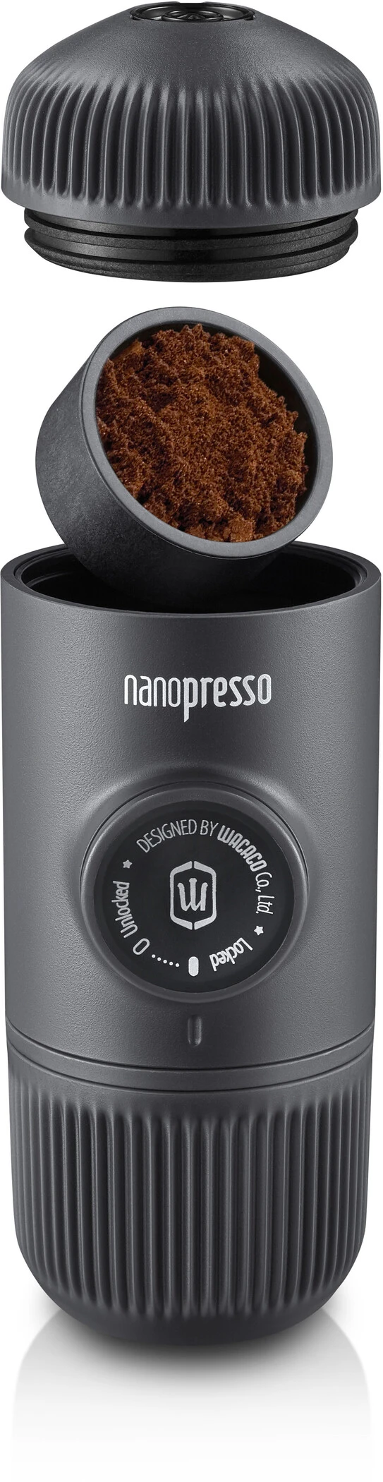Wacaco Nanopresso Portable Espresso Machine, zwart Wacaco Nanopresso Portable Espresso Machine, Zwart -Kampeer Sport Winkel wacaco nanopresso portable espresso machine grey 1